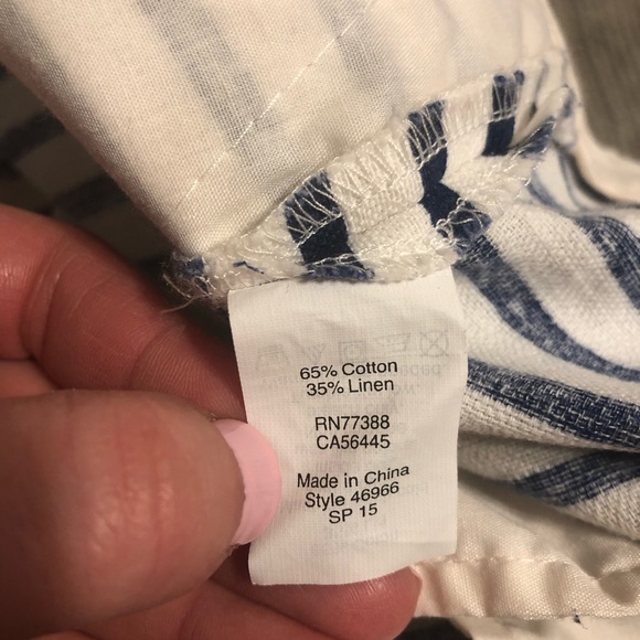 J. Crew Factory white and royal blue cobalt blue cotton/linen dress shorts - Picture 10 of 11